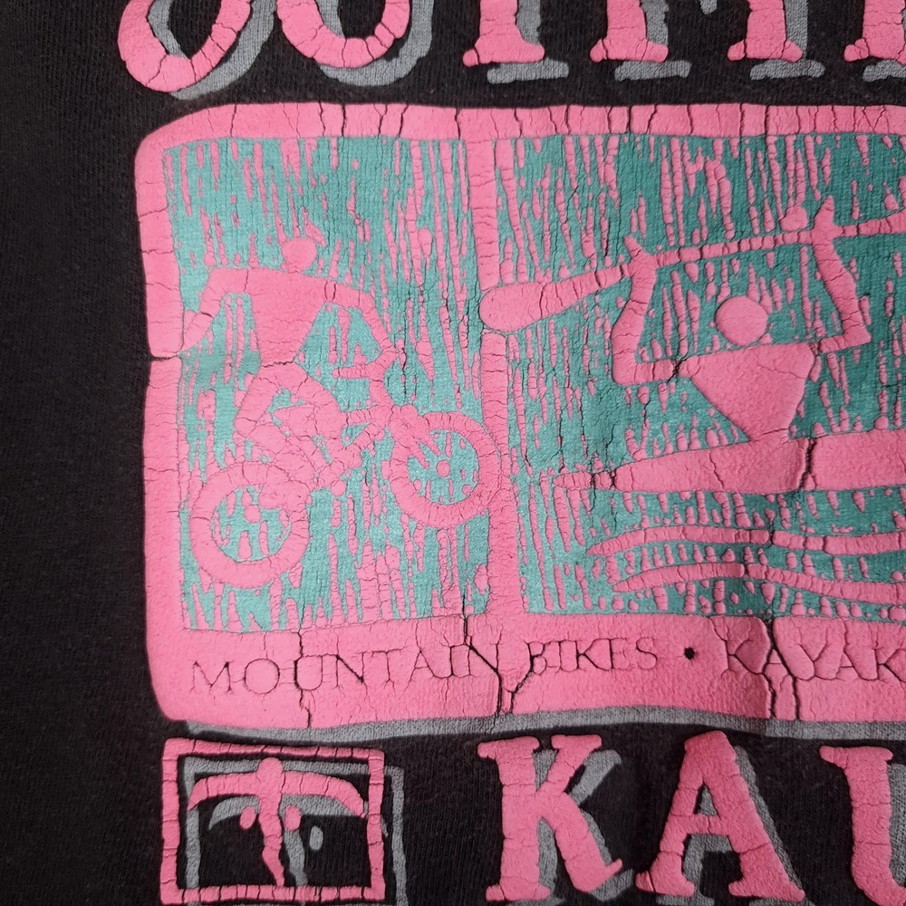 Vintage Outfitters Kauai Shirt Mens Large Black Kayak Hiking Graphic 90s USA - Picture 11 of 16